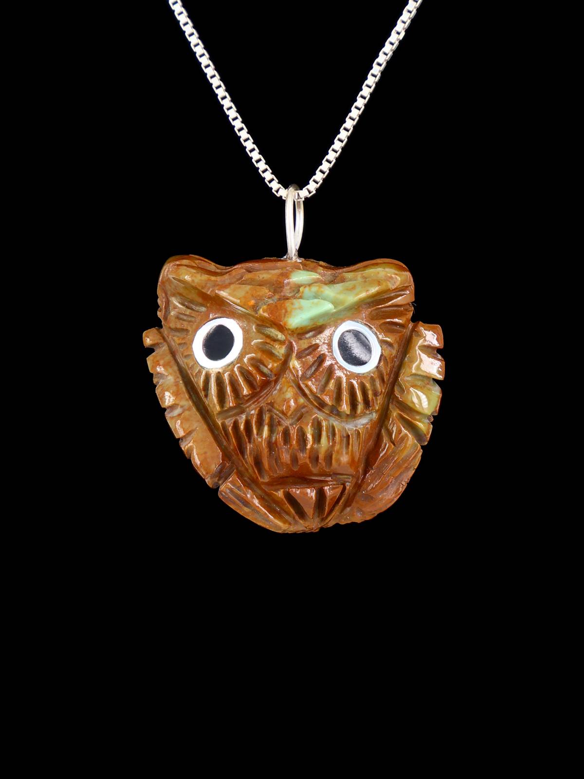 Zuni Turquoise Owl Fetish Pendant