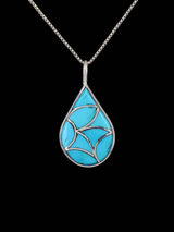 Native American Sterling Silver Zuni Inlay Fish Scale Pattern Pendant