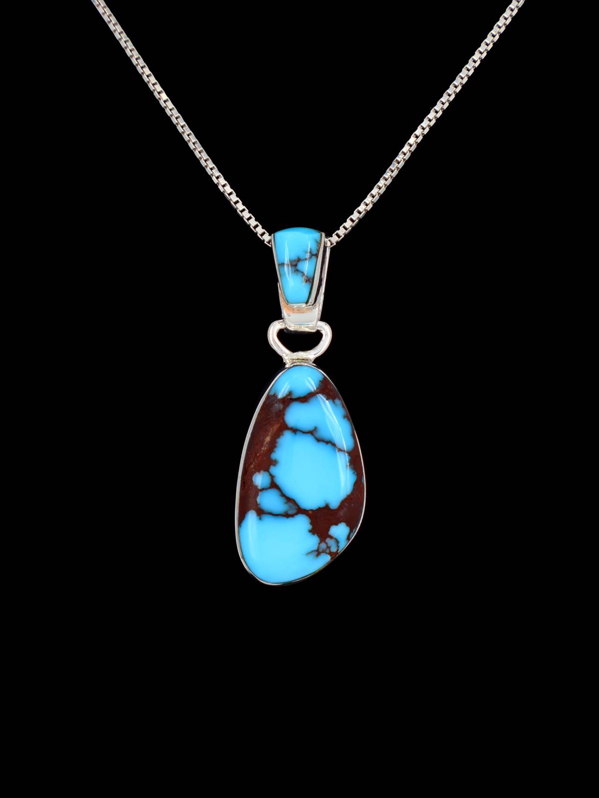 Native American Sterling Silver Prince Turquoise Pendant - PuebloDirect.com