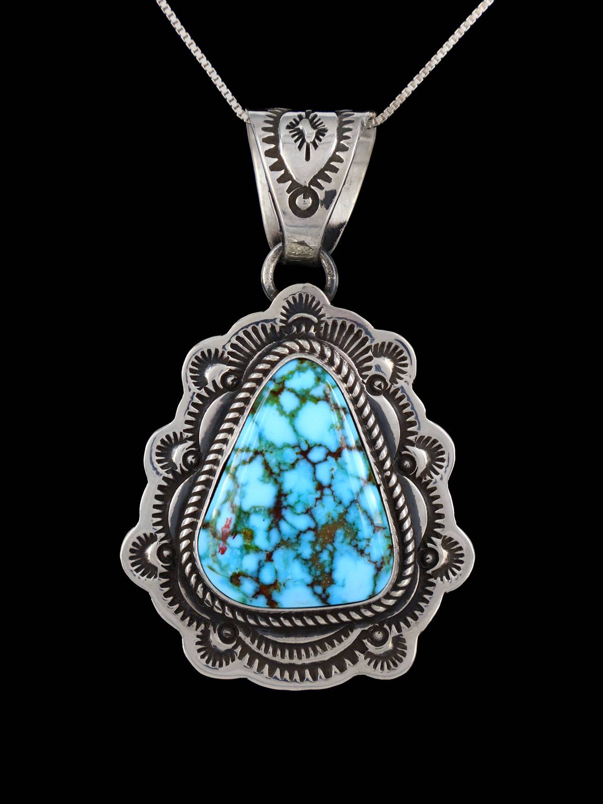 Kingman Turquoise Navajo Sterling Silver Pendant