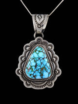 Kingman Turquoise Navajo Sterling Silver Pendant