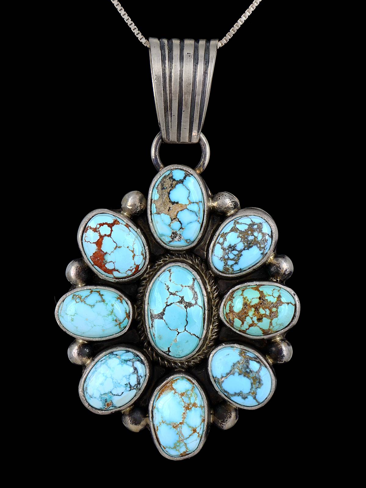 Native American Jewelry #8 Turquoise Cluster Pendant