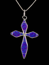 Sterling Silver Zuni Inlay Opalite Cross Pendant