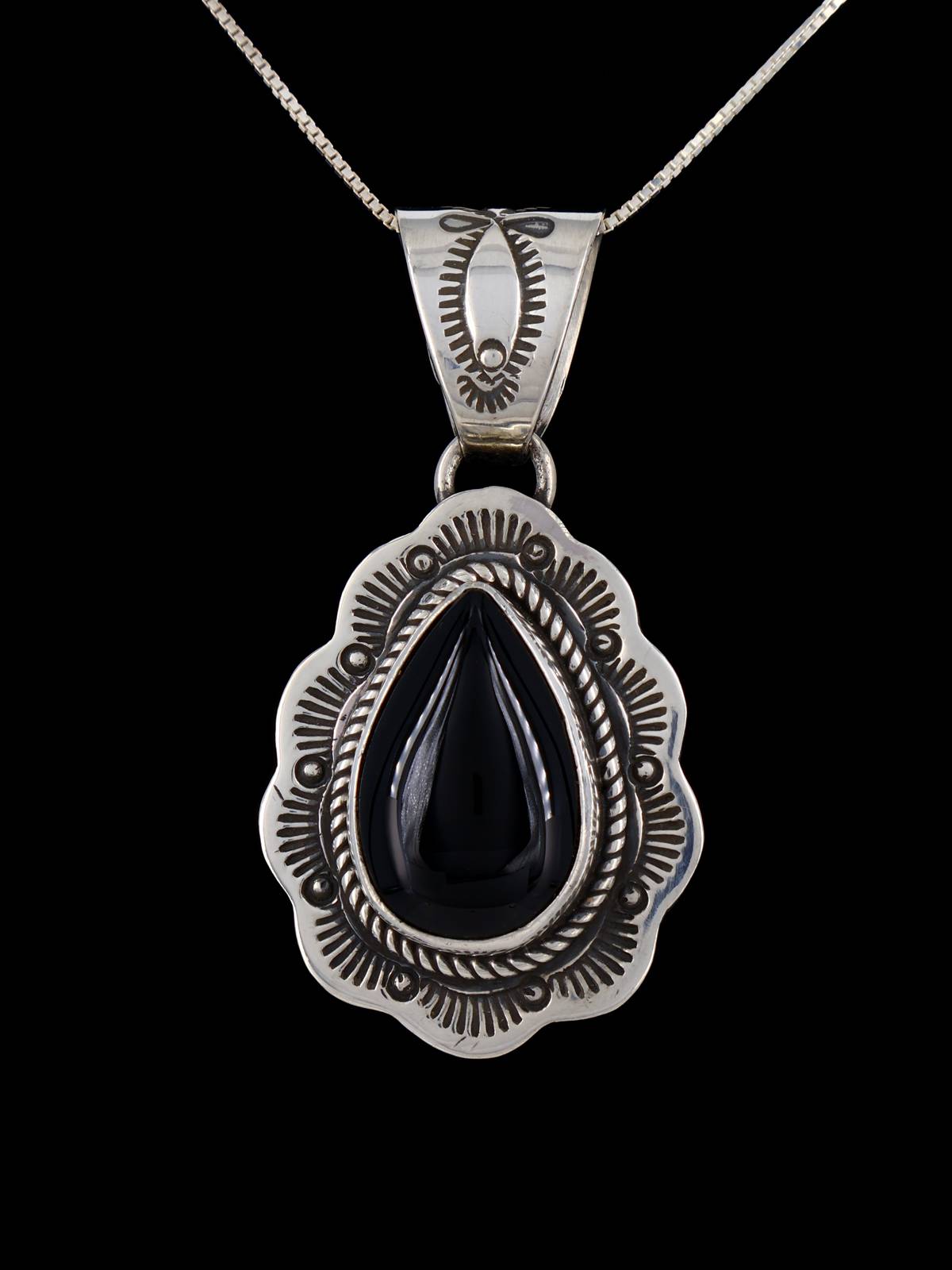 Black Onyx Navajo Sterling Silver Pendant