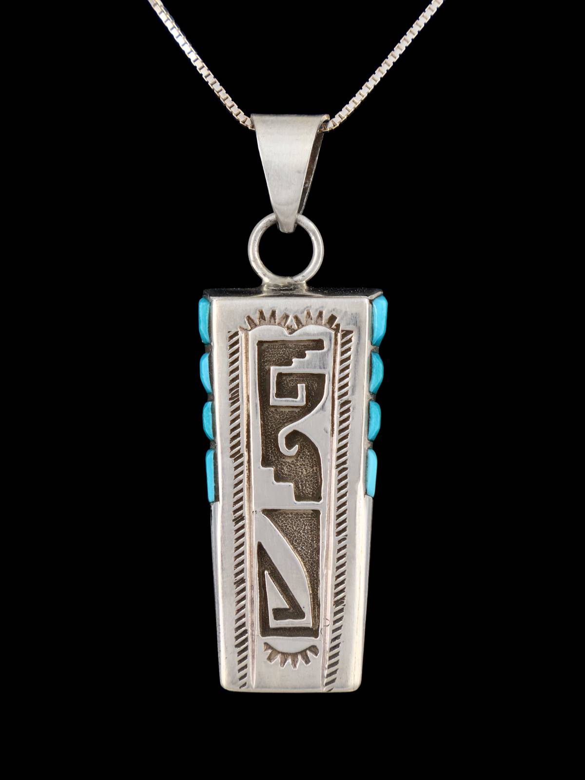 Native American Jewelry Turquoise Overlay Pendant