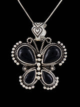 Native American Black Onyx Butterfly Pendant