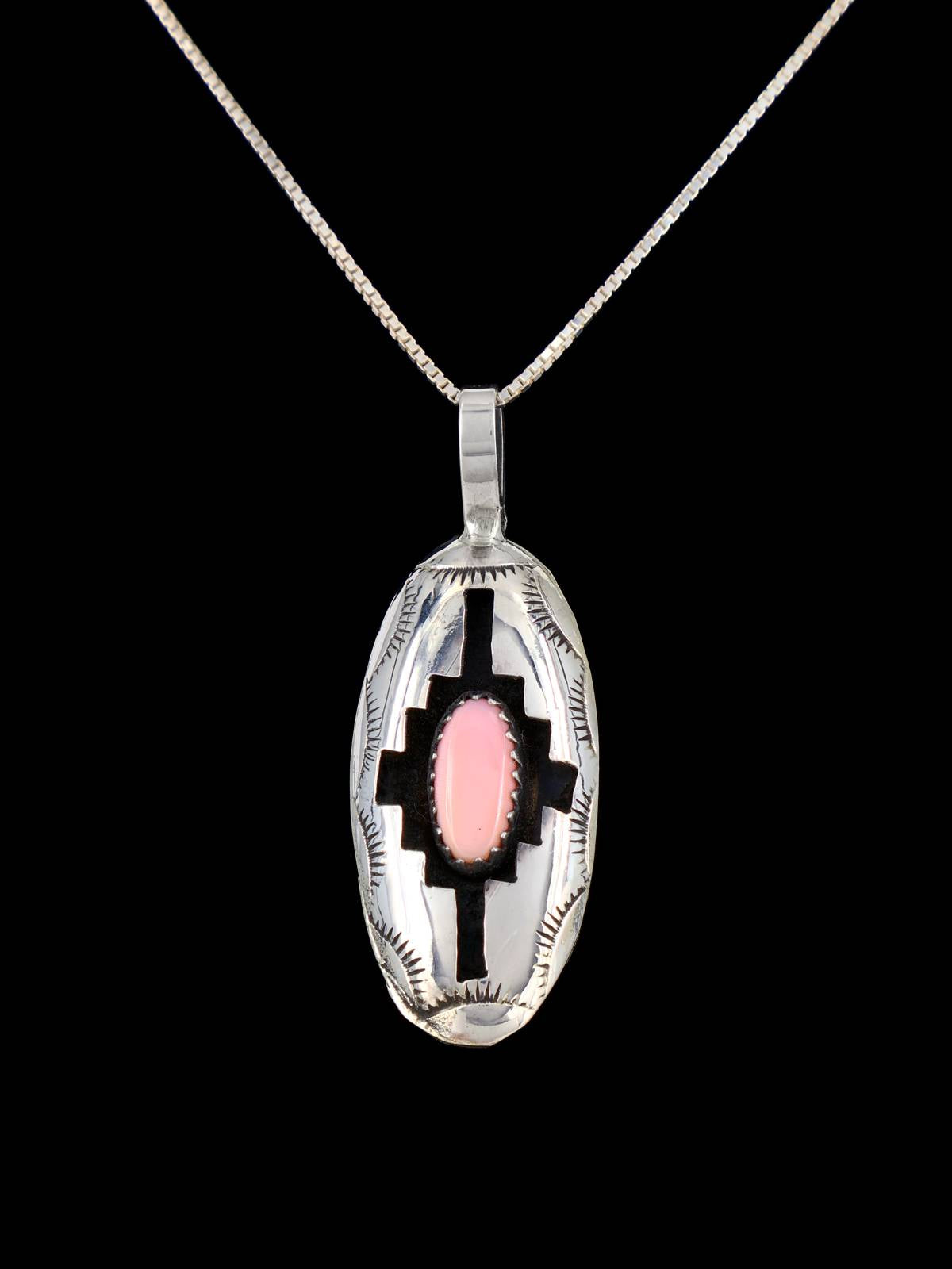 Native American Pink Conch Sterling Silver Shadowbox Pendant