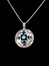 Native American Turquoise Sterling Silver Shadowbox Pendant