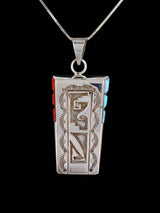 Native American Jewelry Coral and Opalite Overlay Pendant