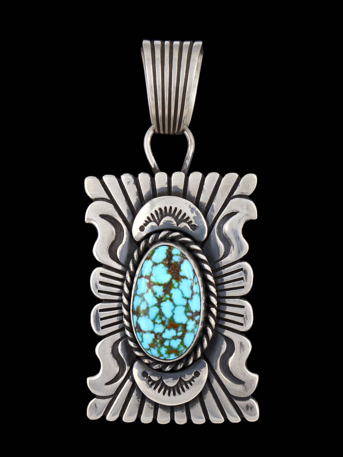 Kingman Turquoise Navajo Sterling Silver Pendant