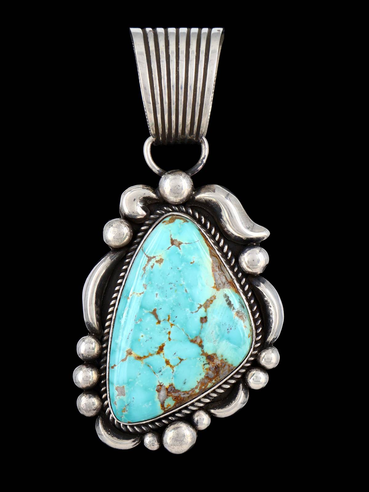 Native American Pilot Mountain Turquoise Sterling Silver Pendant