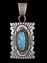 Kingman Turquoise Navajo Sterling Silver Pendant