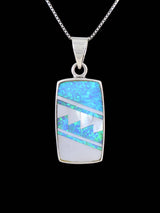 Navajo Sterling Silver Mother of Pearl and Opal Inlay Pendant