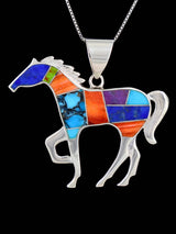 Native American Multistone Inlay Running Horse Pendant