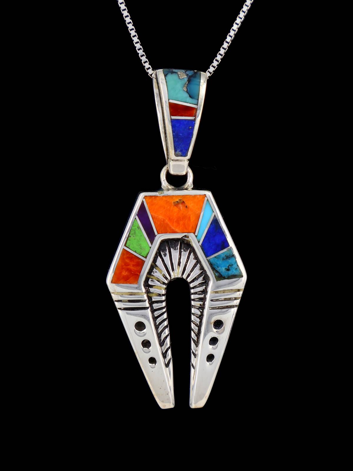 Native American Multistone Inlay Naja Pendant