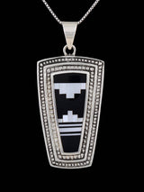 Navajo Sterling Silver Mother of Pearl and Onyx Inlay Pendant
