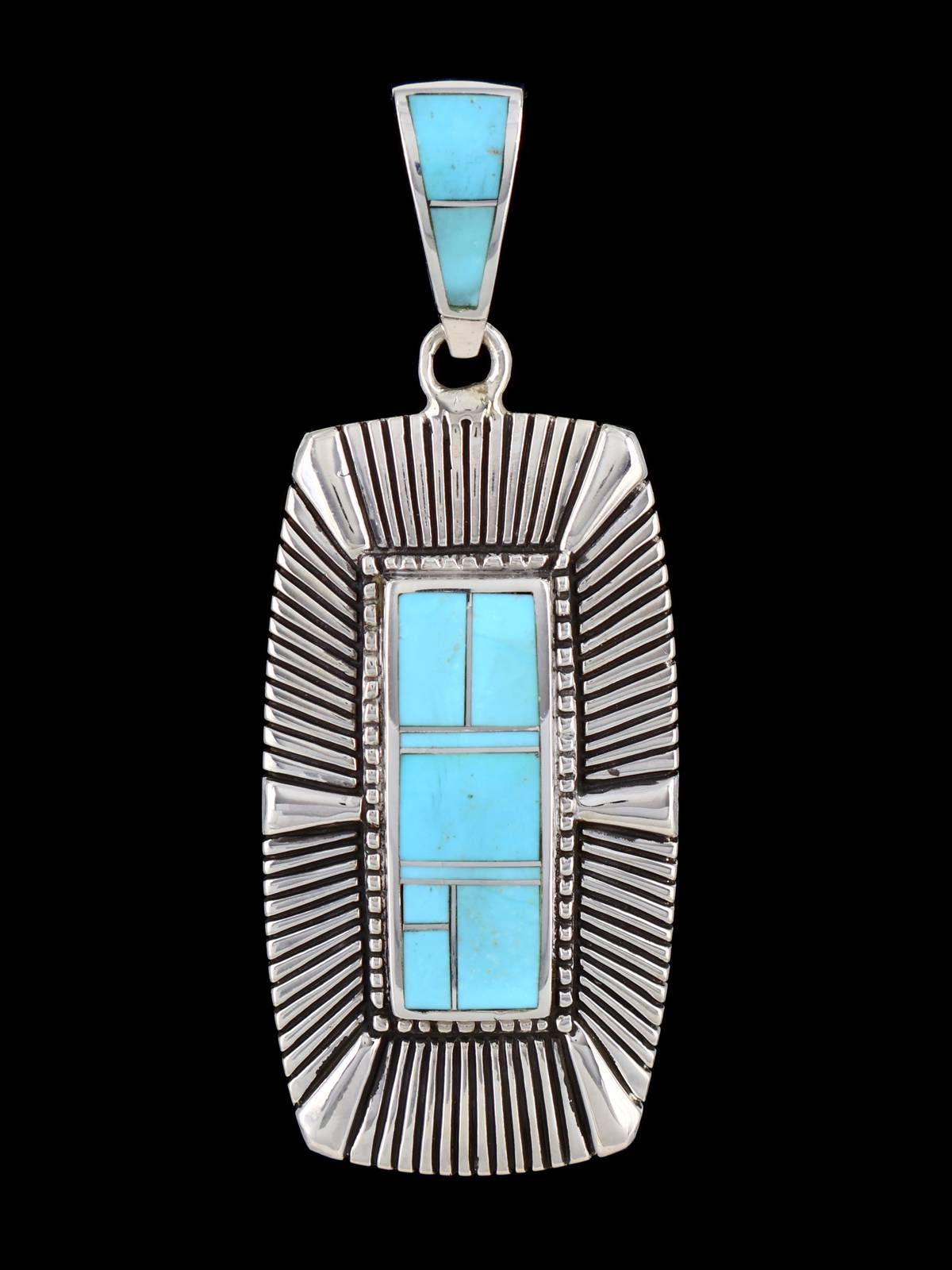 Pendentif cactus incrusté de pavés turquoise amérindiens