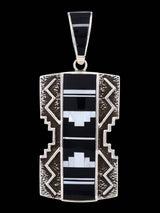 Large Native American Onyx and Mother of Pearl Inlay Pendant