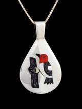 Native American Jewelry Zuni Inlay Woodpecker Pendant