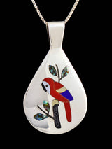 Native American Jewelry Zuni Inlay Macaw Pendant