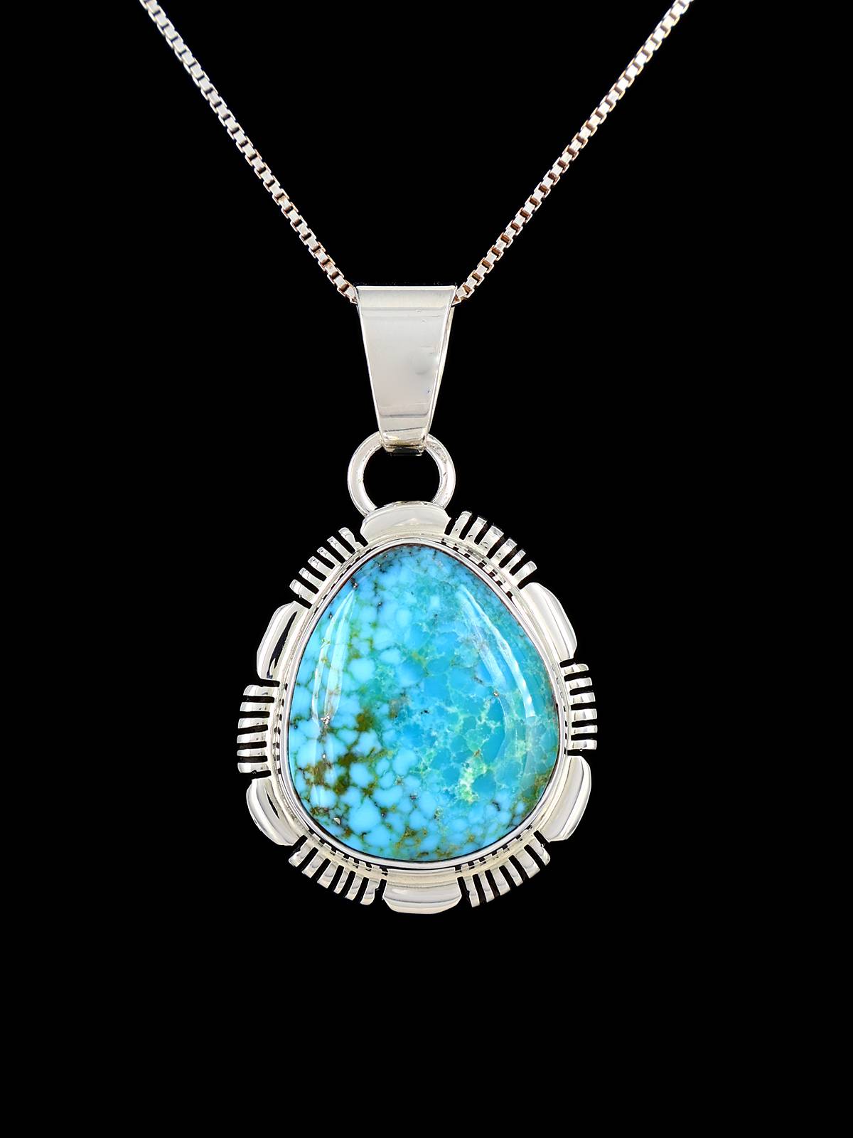 Natural Kingman Turquoise Navajo Sterling Silver Pendant
