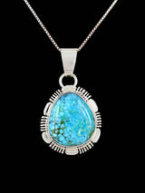 Natural Kingman Turquoise Navajo Sterling Silver Pendant