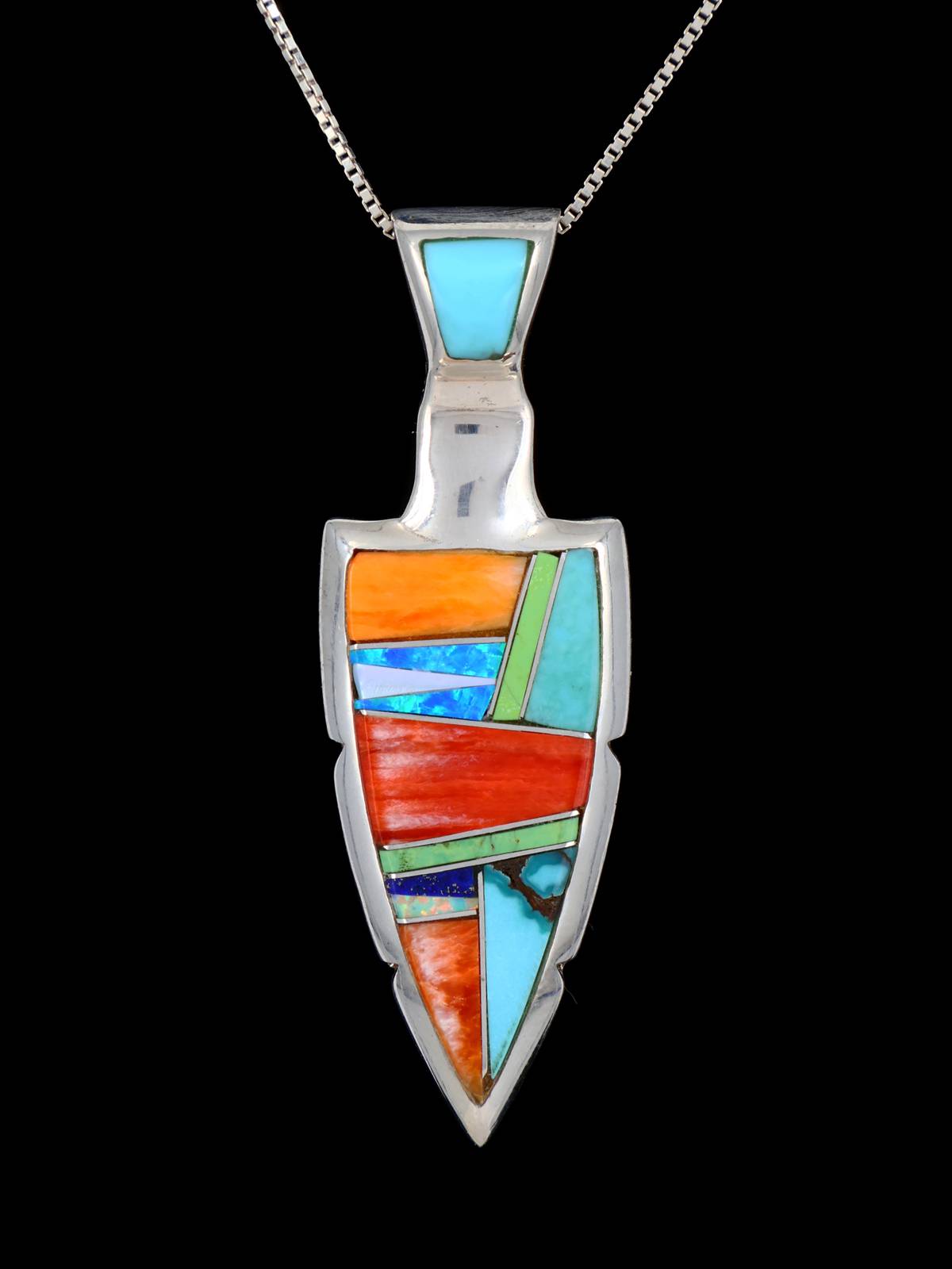 Pendentif papillon amérindien avec incrustation de pierres multiples