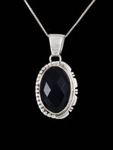 Native American Sterling Silver Faceted Black Onyx Pendant