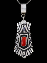 Native American Sterling Silver Natural Coral Pendant