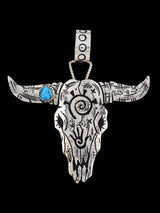 Native American Sterling Silver Overlay Skull Pendant