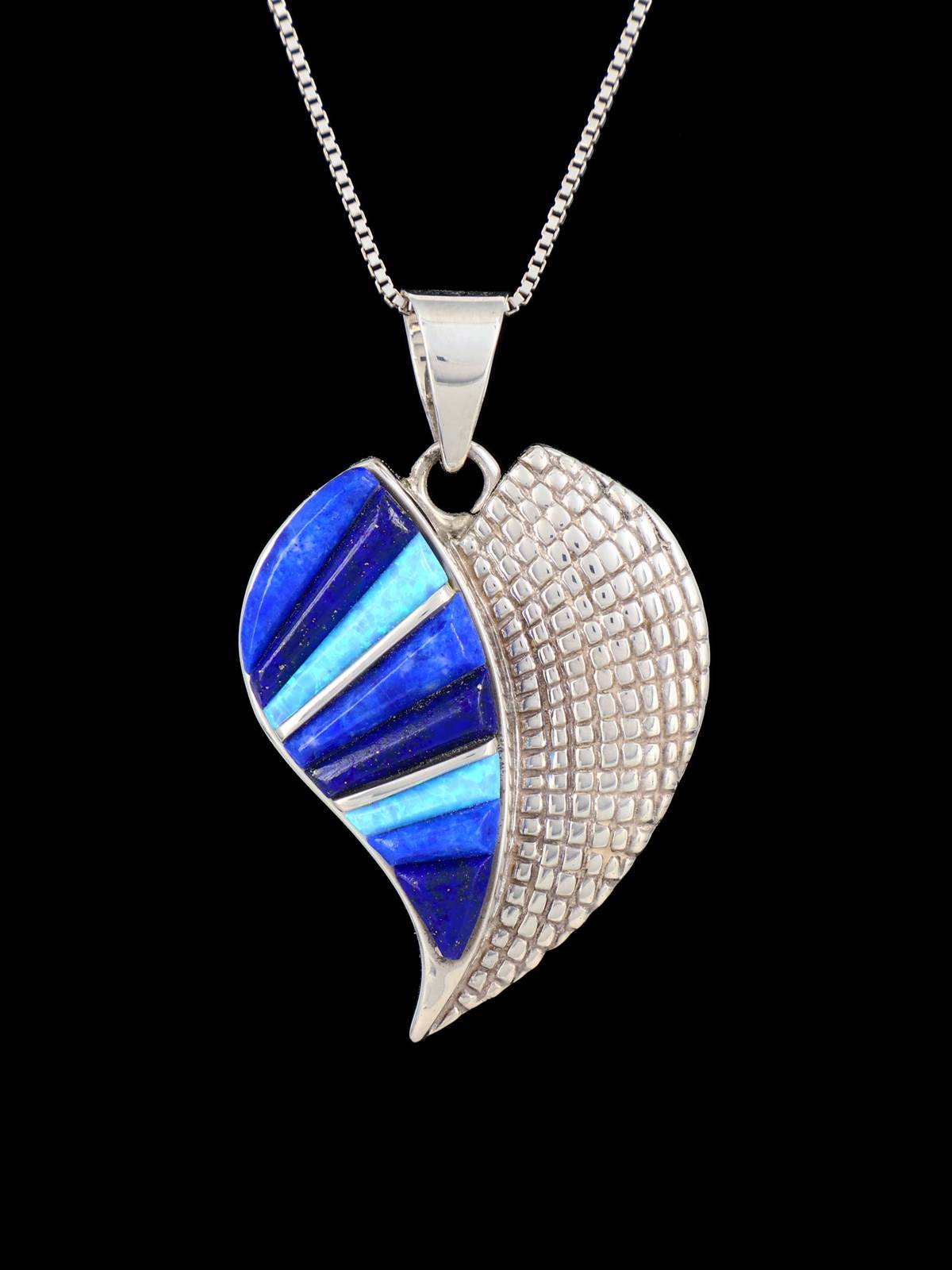 Native American Lapis and Opalite Inlay Heart Pendant