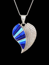 Native American Lapis and Opalite Inlay Heart Pendant