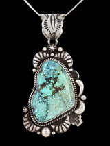 Native American Sterling Silver Skyhorse Turquoise Pendant