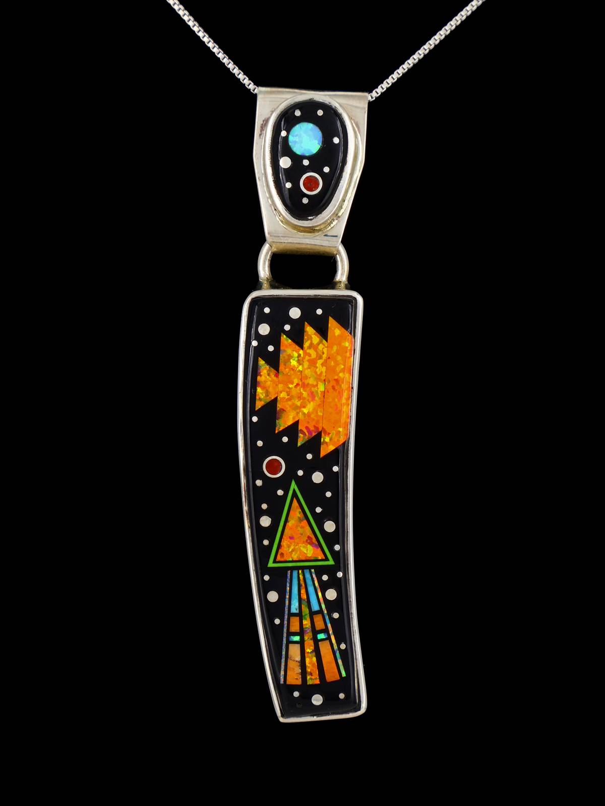 Navajo Kingman Turquoise Cobblestone Inlay Naja Pendentif en argent sterling