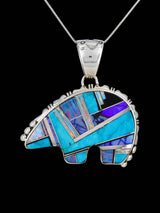 Native American Turquoise and Opal Bear Inlay Pendant