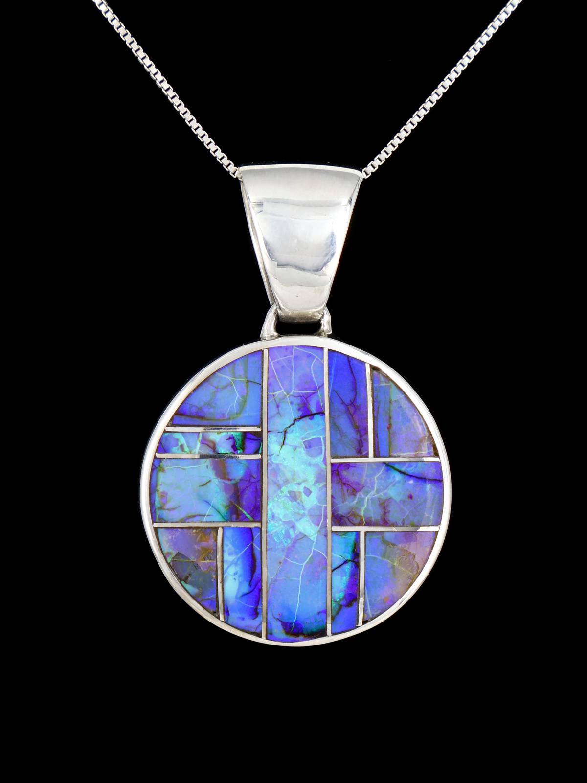 Native American Spiderweb Opal Inlay Pendant