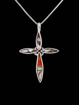 Pendentif croix incrusté de pierres multiples Navajo