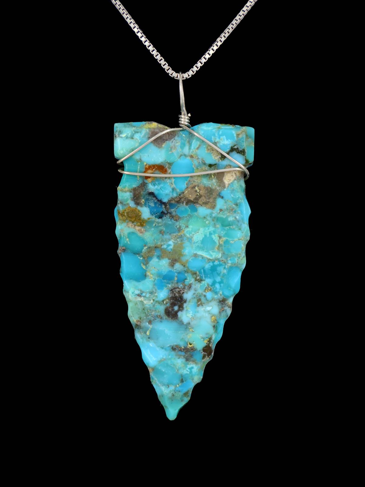 Navajo Sterling Silver Turquoise Arrowhead Pendant