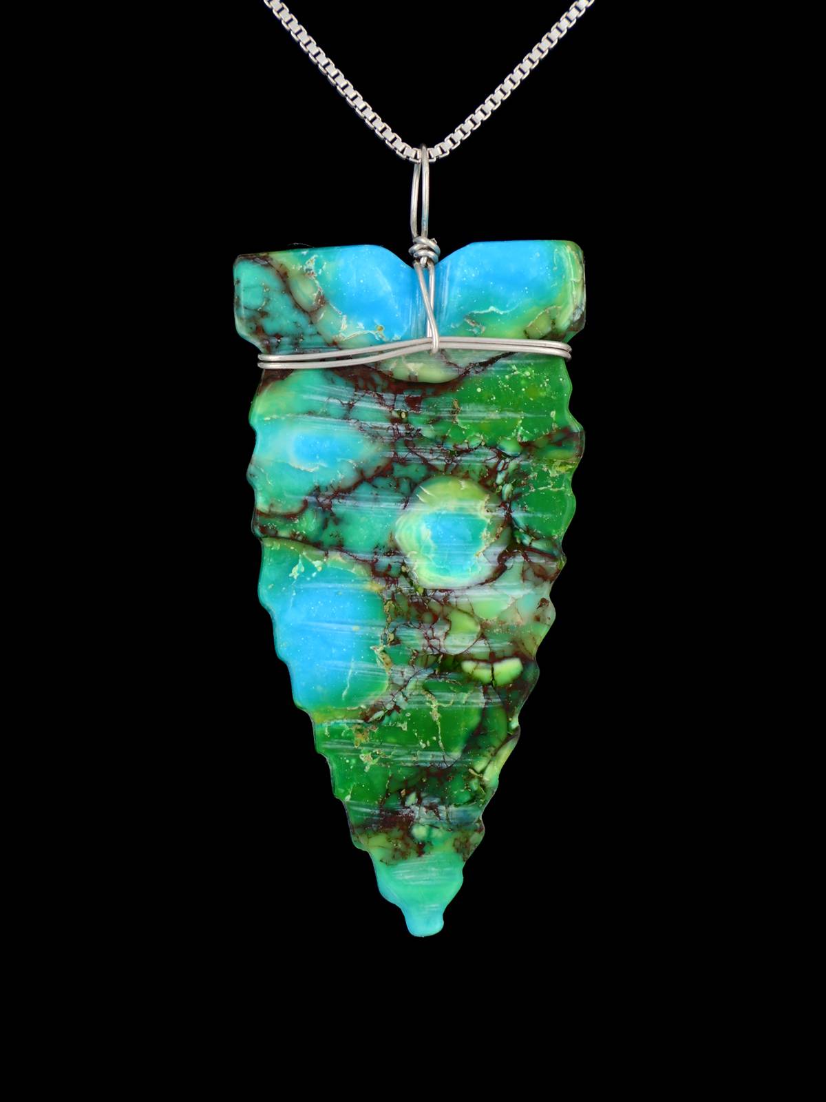 Navajo Sterling Silver Turquoise Arrowhead Pendant