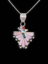 Pink Shell Sterling Silver Zuni Thunderbird Pendant