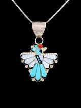 Colgante Zuni Thunderbird de plata de ley con varias piedras