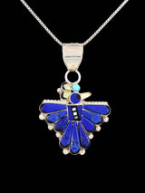 Colgante Zuni Thunderbird de plata de ley con varias piedras