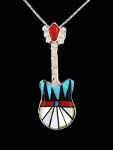 Native American Jewelry Inlay Guitar Pendant