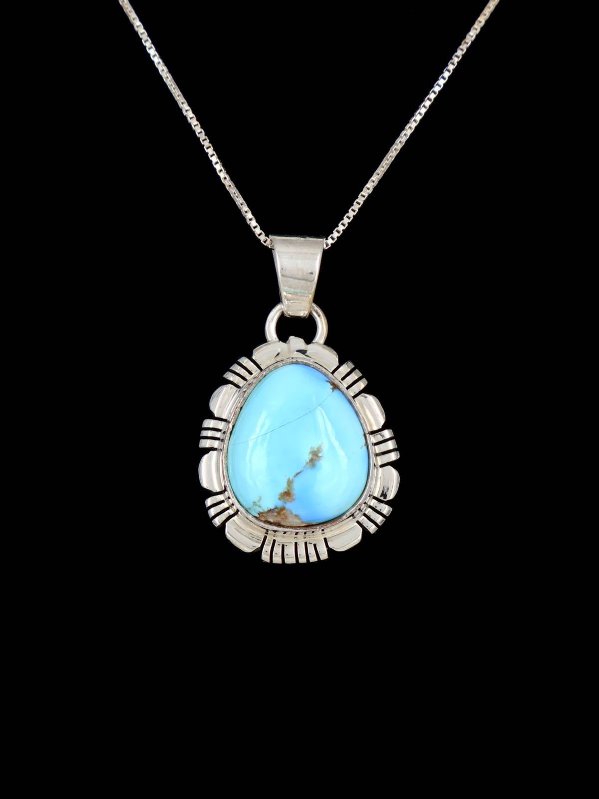 Sterling Silver Golden Hill Turquoise Navajo Made Pendant