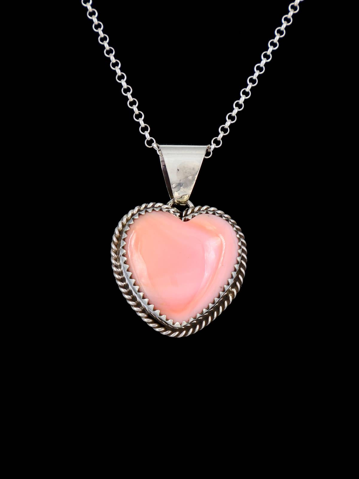 Native American Jewelry Pink Conch Heart Pendant