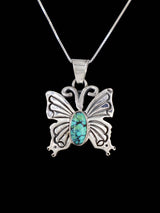 Navajo Sterling Silver Skyhorse Turquoise Butterfly Pendant