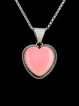 Colgante de corazón de caracola rosa de joyería nativa americana