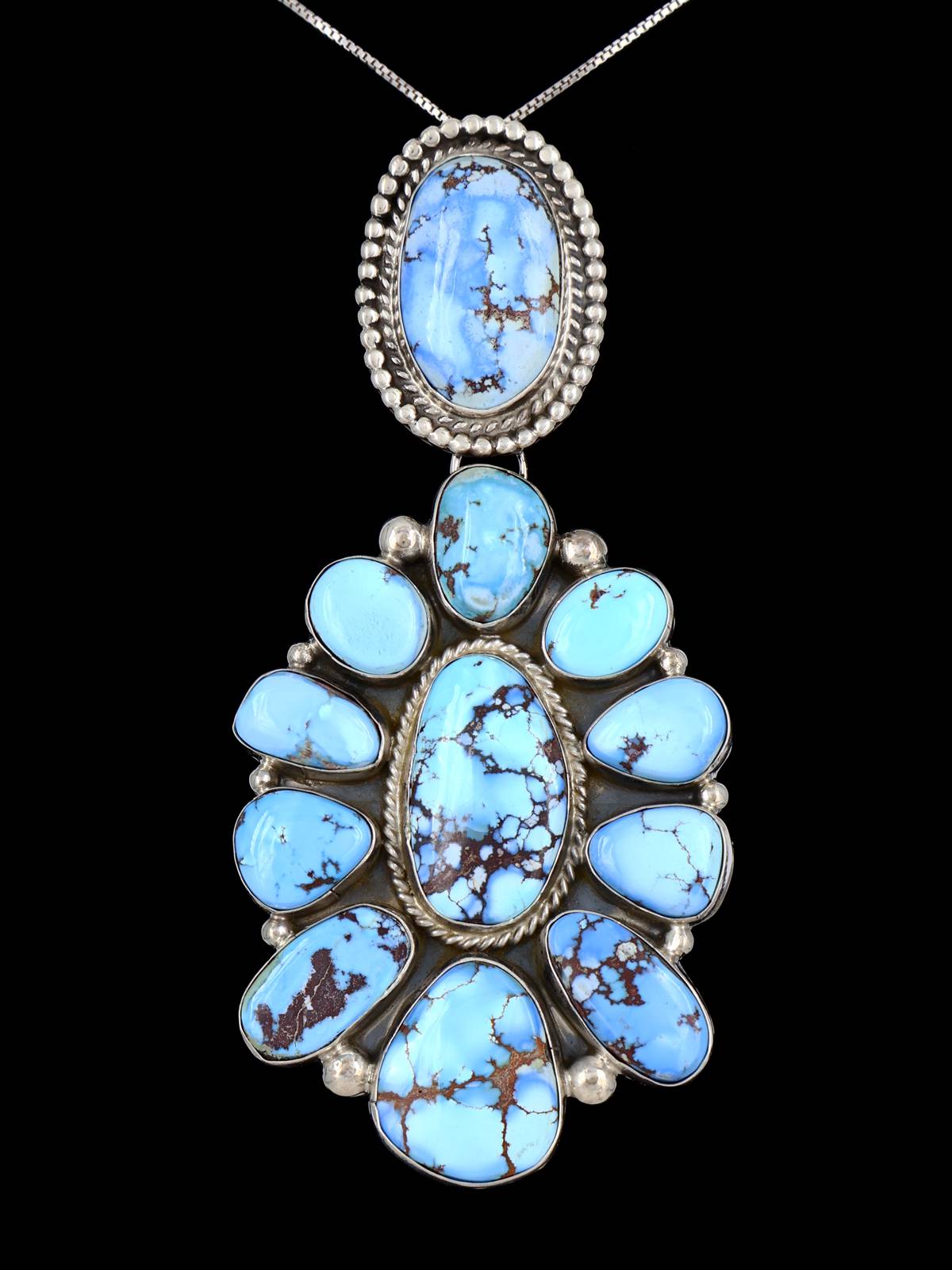 Native American Jewelry Natural Golden Hill Turquoise Cluster Pendant