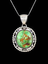 Native American Sonoran Gold Turquoise Sterling Silver Pendant