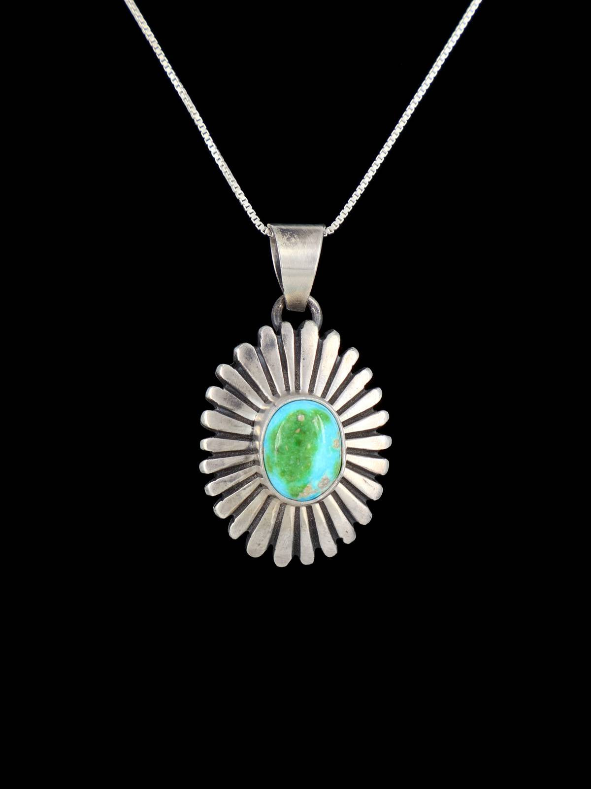 Native American Sterling Silver Sonoran Gold Turquoise Pendant